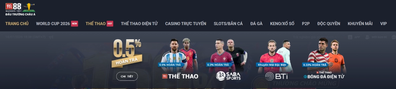 M The Thao tai M88
